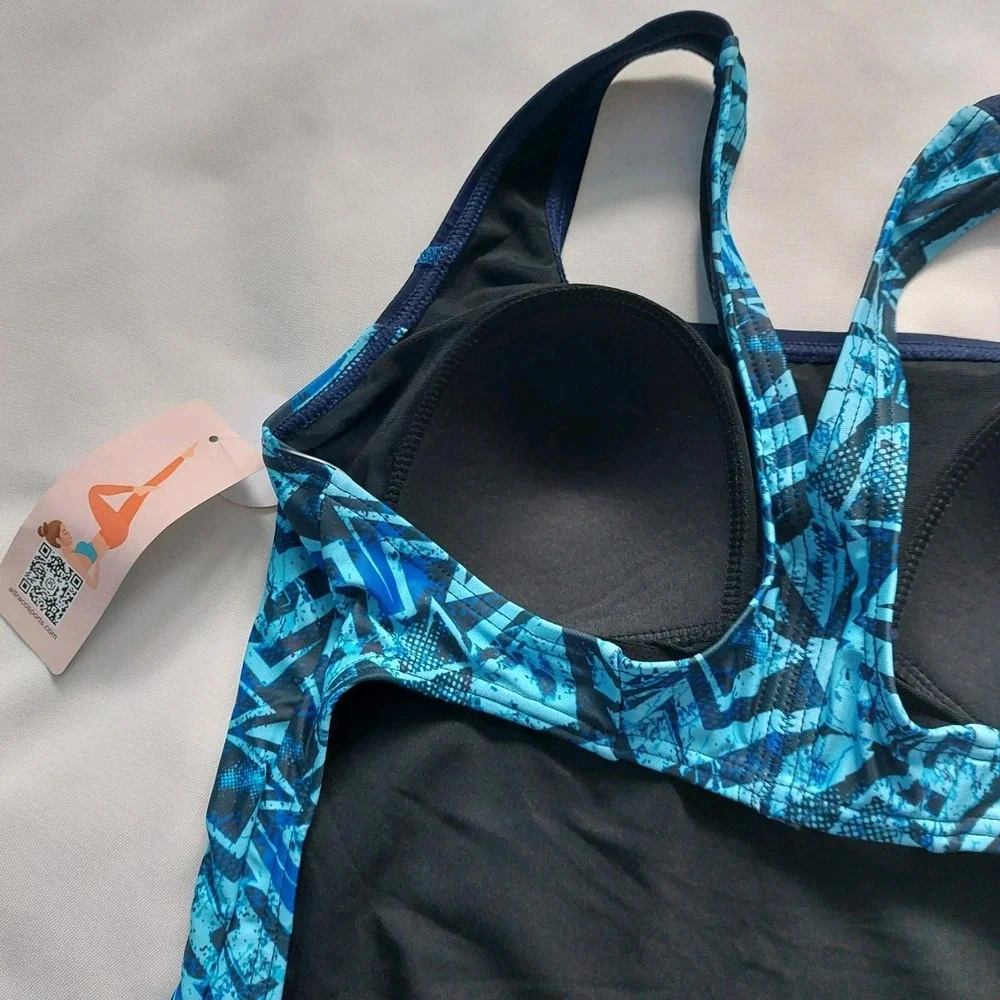 Women Athletic One Piece Swimsuit Racerback‎ Sport Lap Swimming Suit Swimwear S